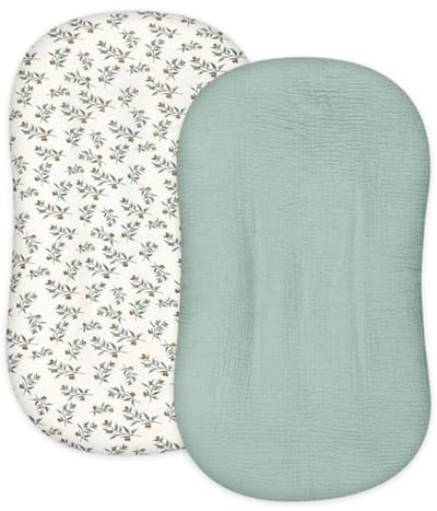 Set van 2 Organische Muslin Stoelhoezen - Verwijderbare Kussenhoezen voor Pasgeborenen - Lichtgroen