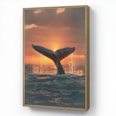 Wandlamp 70x100 cm - Oplaadbaar - Walvis staart - Water - Zonsondergang - Wandlampen binnen woonkamer - Slaapkamer lamp - Decoratieve nachtlamp - Vloerlamp draadloos