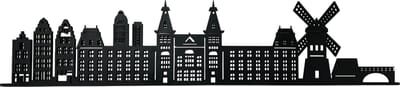 Skyline Amsterdam hout - Zwart - Mdf 6mm - Wandbord - Wanddecoratie - Muurdecoratie