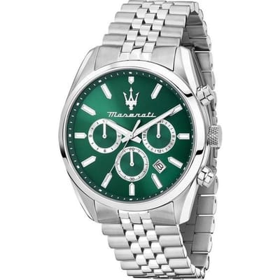 Maserati Attrazione Chronograaf Roestvrij Staal Groene Wijzerplaat Kwarts R8853151023 Herenhorloge groen