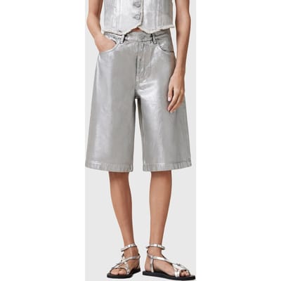 AllSaints Louie Long Short Metallic Silver Taglia: W26 | Pantaloncini Outlet | Donna | Grigio
