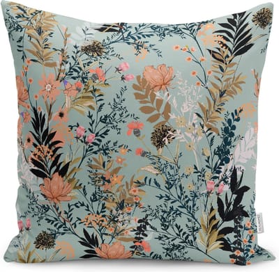 Kussensloop - kussenhoes - Sierkussenhoes - hoes voor vloerkussen - Velvet 70x70cm - Bloemen op lichtblauw - Kussenhoesje - Kussenslopen