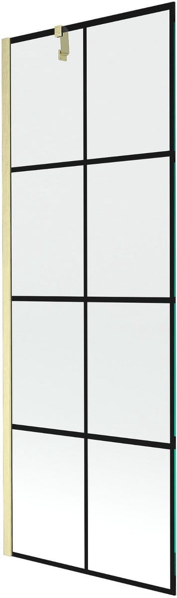 Mexen Next badwand 1-delig 70 x 150 , zwart raster, geborsteld goud - 895-070-000-00-77-55