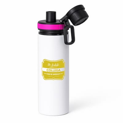 Hacebo® - De leukste collega van de wereld waterfles met draaidop roze - iemand die een collega is - leukste ooit - werk - collega - verjaardagscadeau - kado - gift - geschenk - afscheidscadeau - welkomscadeau - water fles - 850ML