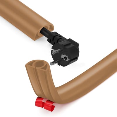 Zelfklevende Flexibele Kabelgoot 3m x 20mm x 10.2mm voor Thuis, Kantoor en School - Kabelbescherming, Organisatie en Opslag in Bruin