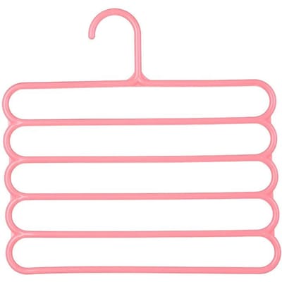 Multifunctionele 5-laags broekhangers houders broekhanger opbergrek kledinghanger ruimtebesparende garderobekast organizer roze