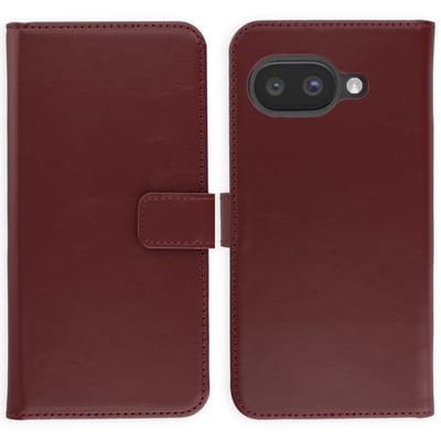 Selencia Hoesje - Geschikt voor Google Pixel 9a - Echt Lederen Bookcase - Burgundy
