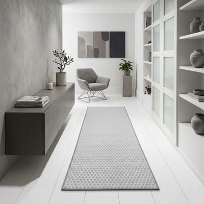 FLOORDIREKT Tapijtloper - Vloerkleed - Tralee- Keukenloper - Grijs - 80 x 100 cm