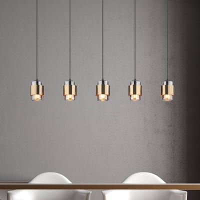 Globo - hanglamp - Milley - messing zwart - glas - grote eettafellamp - E27 - 15560-5H