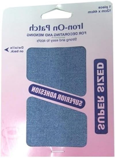 Reparatiestof Strijkbaar - Zoomtape Stof - Kleding Herstellen - Licht Denim Patroon - 12x44 cm - Blauw