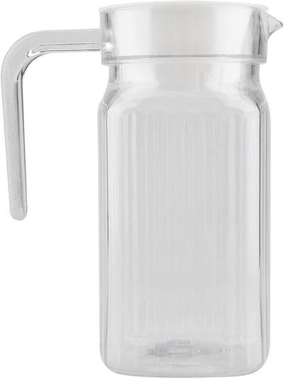 transparante acrylwaterkruik Sapkan met deksel en handvat Gebroken resistente drankkannen voor het bewaren van water, melk, sap, thee, limonade(500ML)
