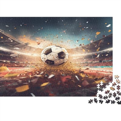 Voetbal Puzzel - Fotopuzzel Hout - Ontspannen Vrije Tijd - 1000 Stukjes Precisie - 75 x 50 cm - Stijl