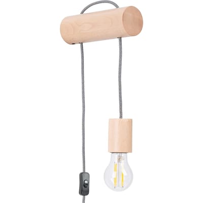 Sollux Lighting Wandlamp Nimbi - E27 - natuurlijk hout/wit/zwart - hout - 55x6x19cm