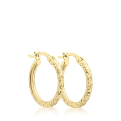 Lucardi Dames Oorbellen bewerkt 13mm - Oorbellen - Cadeau - 9 Karaat - Geelgoud