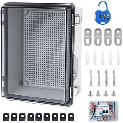 Verdeelkast Buiten - Schakelkast Waterdicht - Elektrische Beveiliging - Transparant Cijferslot - 22x17x11 cm - Grijs
