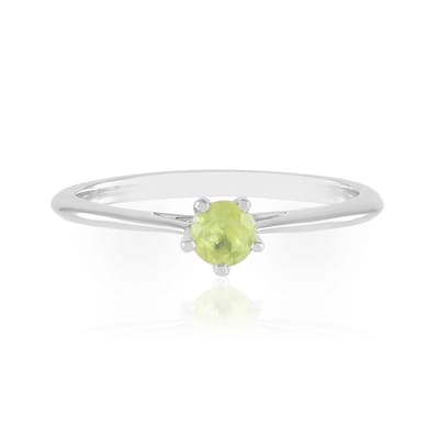 Cavill - Zilveren ring met Sfeen 0 284 ct - 925 Sterling zilver met Platina coating - Ronde briljant slijpsel - Elegante groene edelsteen ring