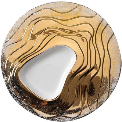 Goudfolie Reliëf Dinerbord Keramiek Concaaf Convex Schijf Restaurant Creatieve Plaatsing Moleculaire Gastronomie Voorgerechtbord