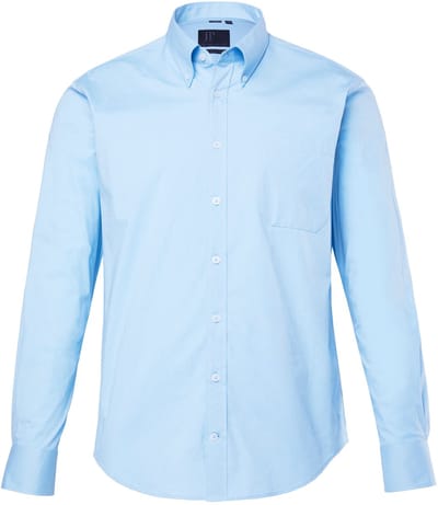 JP 1880 - Heren - overhemd FLEXNAMIC® lange mouwen buttondown kraag Modern Fit - Waterblauw - Maat 5XL