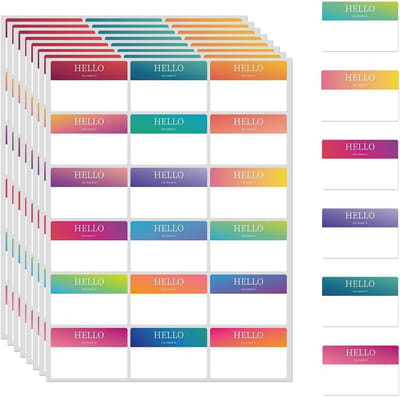 KZQ 360 stuks naamplaatjestickers in 15 kleuren, 7,6 x 5 cm, zelfklevend en beschrijfbaar voor feestjes kantoor school kleding en thuisgebruik