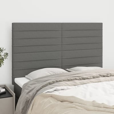 vidaXL - Hoofdbord - donkergrijs - 144x5x118/128 - cm - Stof