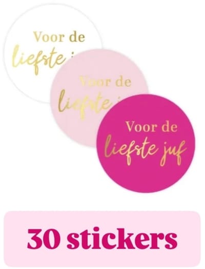 30x Sticker - sluitsticker - Voor de liefste juf - 4cm - sluitsticker - cadeausticker - Juffen - leerkracht -einde schooljaar - vakantie - juffendag