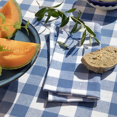 WOW servetten 45x45 cm – 100% katoen – blauw ruitjesmotief – spring azurite – set van 8