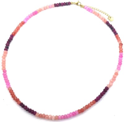 Ketting met Steentjes - RVS - Lengte 39-45 cm - Paars