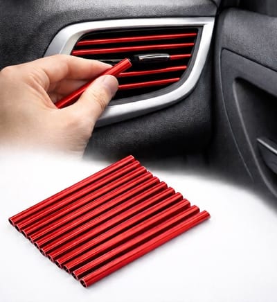 Auto Ventilatierooster Decoratie Strips – 10 Stuks Interieur Styling – Ventilatiesleuven Decoratie Auto – Buigbare ABS Ventilatierooster Clips – Universeel – Rood