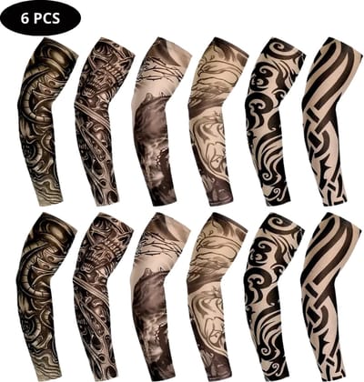 Livano Tattoo Sleeve - Voor Volwassenen - Mouw - Tatoeage - Arm Warmer - Zonbescherming - UV Beschermend - 6 Stuks