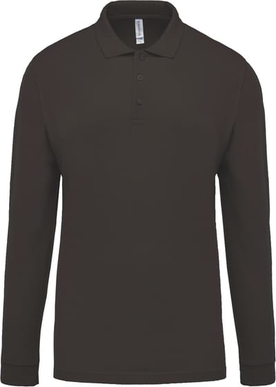 Kariban Piqué-herenpolo lange mouwen K256 - Dark Grey - S