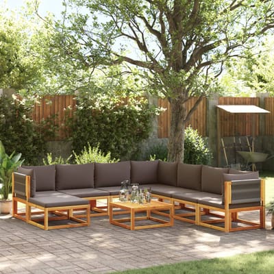 vidaXL - 9-delige - tuinbankset - met - kussens - acaciahout - & - touw