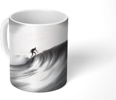 Mok - Koffiemok - Surfer - Golf - Vervaagd - Zwart - Mokken - 350 ML - Beker - Koffiemokken - Theemok