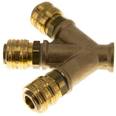 Messing DN 7.2 (Euro) Luchtkoppeling Snelkoppeling G 3/8 inch Binnendraad Wandmontage 3-weg - CLS7-F-B-3W-038