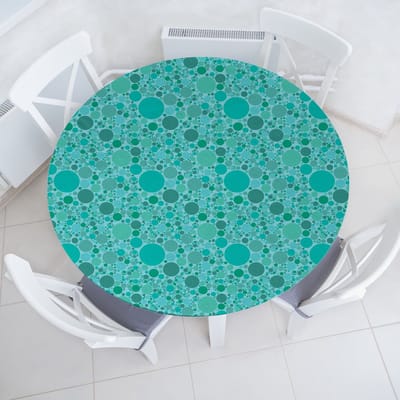 ABAKUHAUS Abstract Elastisch Rond Tafelkleed, Willekeurige Ronde Bubbels, Allround Elastisch Tafelkleed, 90 cm - 100 cm, Donker Zeeschuim