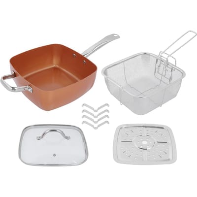 Ensemble de 4 pièces Poêle à frire antiadhésive en acier inoxydable Casserole multifonctionnelle Fournitures de cuisine