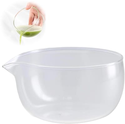 Sauskom, matcha-schaal van glas met schenktuit, transparante sauskom, glazen schaal, matcha-kom, glazen schaal, serveerschalenset voor de keuken thuis, transparant