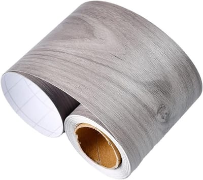 Home & Marker - Plint Sticker Zelfklevend - Houtpatroon - Waterdicht - PVC - 8cm x 5m - Grijs - Muursticker - Wanddecoratie - DECORIM