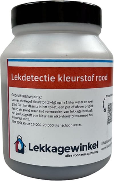 Lekdetectie kleurstof rood 200 gram - riool - traceer - lekkage - waterlekkage