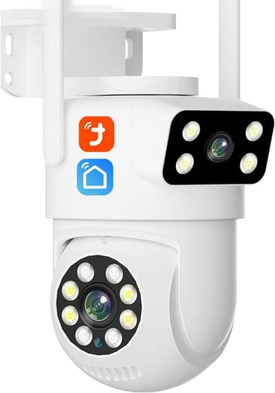 Beveiligingscamera Buiten - WIFI Camera - Huis Bewaken - Dubbele Lens Nachtzicht - 2K Resolutie - Wit
