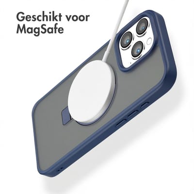 Accezz Hoesje - Geschikt voor Apple iPhone 16 Pro Max - Ring Stand Backcover geschikt voor MagSafe - Blauw