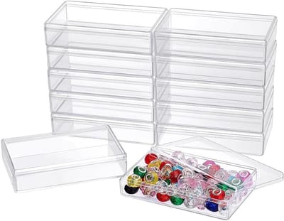 Opbergcontainers Doos 12 stuks - Transparante Plastic Kralenorganizer - Opbergkoffer voor Oorbellen en Sieraden - Mini Organiserende Dozen - 4,3 x 2,7 x 1 inch
