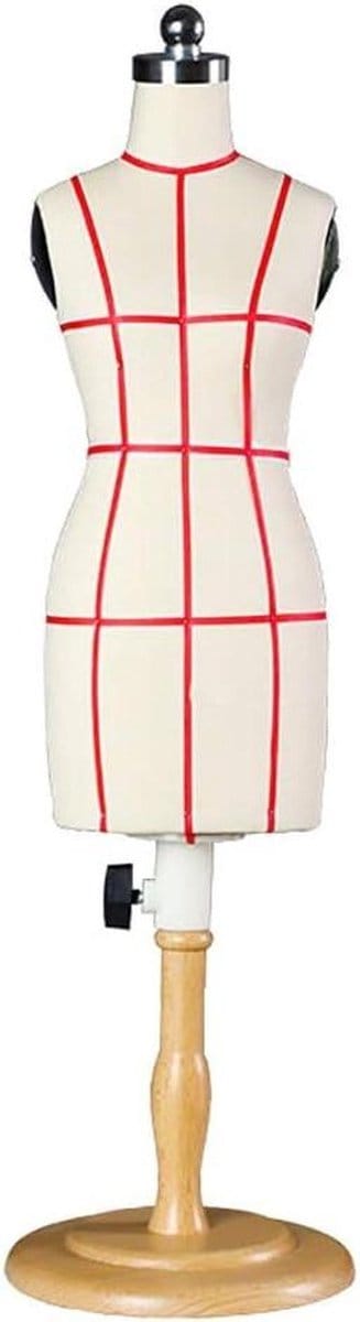 Kleermakers Paspop - Kleine Mannequin - Kleding Ontwerpen - Verstelbare Hoogte - Maat 1/2 - Naturel