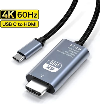 USB C naar HDMI Kabel - 2 Meter - 4K@60Hz - HDMI Adapter naar USB C - Geschikt voor MacBook Pro, MacBook Air, iPhone 16 en 15 Series, iPad Pro, iMac, Samsung Devices, Chromebook, Dell en HP - Zwart