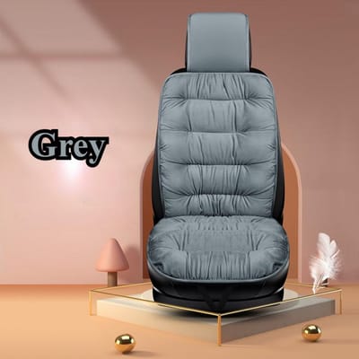 Coussin de siège de voiture universel en duvet épais pour l'hiver, en peluche chaude et unique front row single gris