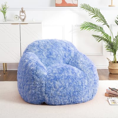 Zitzak Fauteuil Met Armleuningen - Wasbare Hoes - 94x94x64cm - Blauw
