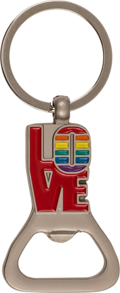 Prachtige LOVE Sleutelhanger met Flesopener – Regenboogdesign