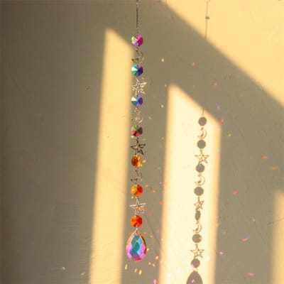 1 stuks Kristal Windgong Maan Zon Vanger Diamant Prisma's Hanger Dromenvanger Regenboog Hangende Druppel Huis Tuin Decoratie Windgong