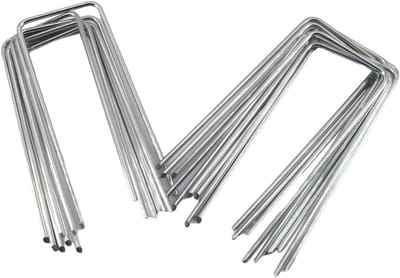 Set van 50 U-vormige tuinpinnen van 3x40x100mm - Gegalvaniseerde grondankers voor kunstgras, onkruidbarrière en membranen