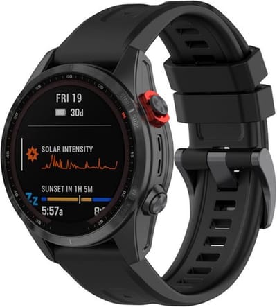 By Qubix - Geschikt voor Garmin bandje - 20mm Quickfit - Siliconen sportbandje - Zwart - Geschikt voor Garmin Fenix 7s/6s/5s / Instinct 2s / Epix Pro Gen 2 (42mm)
