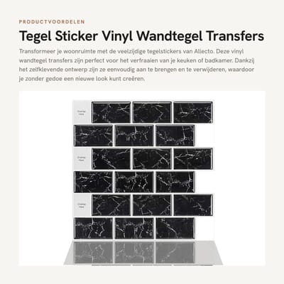 Dailygoods- Tegelstickers 10 Vellen Vinyl - Zelfklevende Wandtegel Transfers - Peel en Stick - Decor voor Keuken/Badkamer - Eenvoudig aan te brengen - Geschikt voor Glad Oppervlak - Muursticker